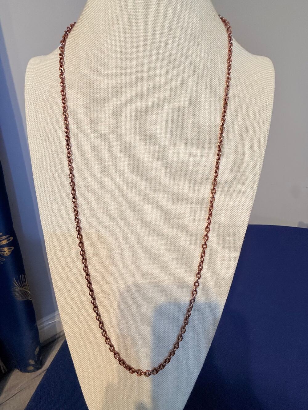 Vintage 34” Copper Tone Oval Link Long Chain Necklace